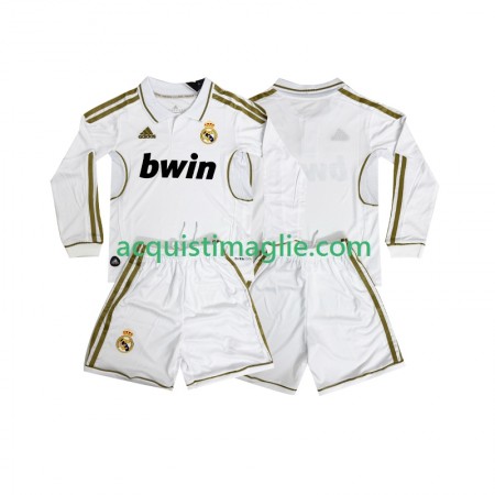 Divisa di Calcio Real Madrid 2011 2012 Retro Bambino Prima Manica Lunga
